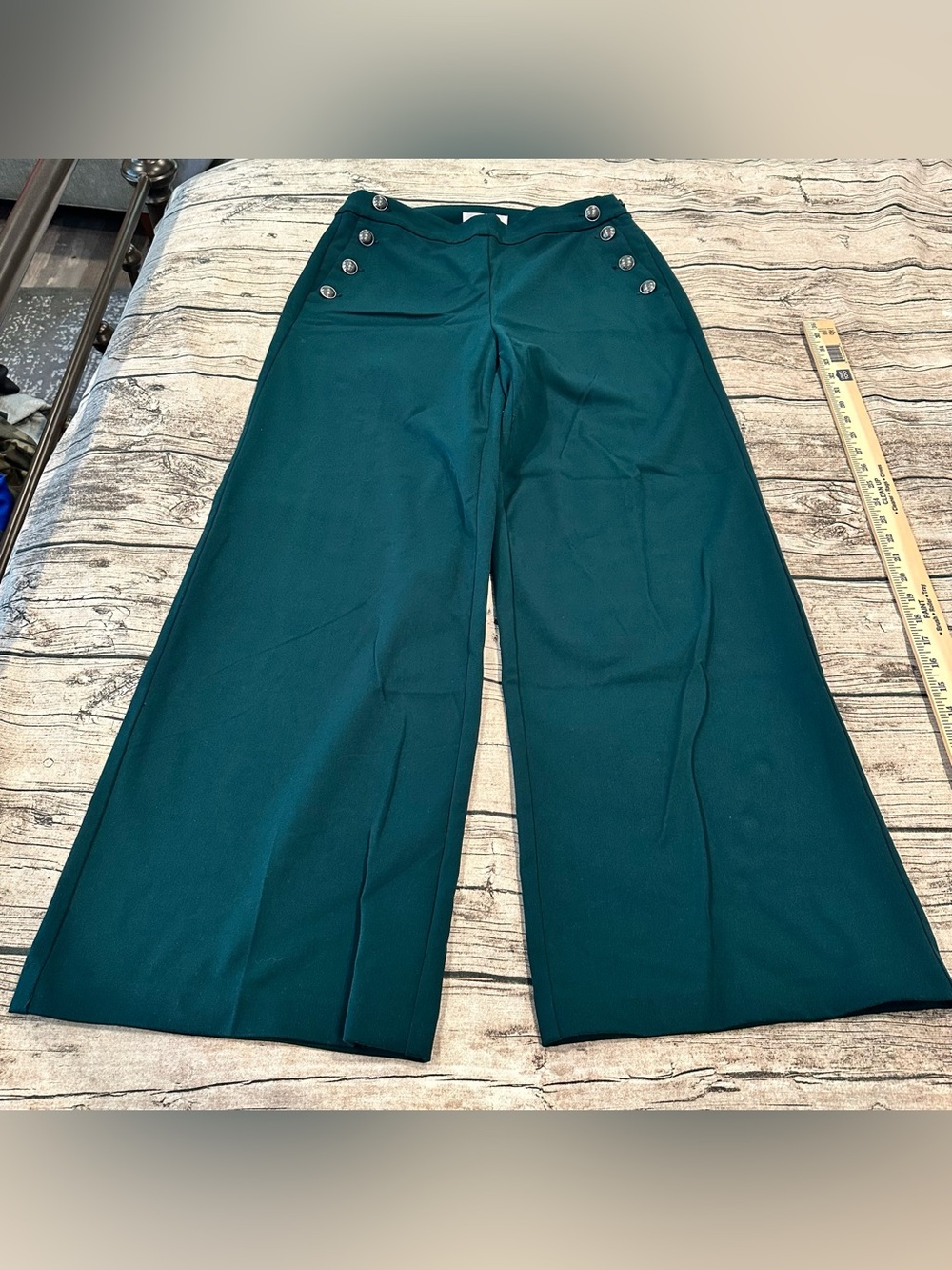 Loft High-Waist Wide Leg Sailor Pants in Deep Green, Nautical, Preppy, Size 8